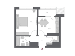 Продается 1-комнатная квартира ЖК Беринг, дом 3, 40.05  м², 7450000 рублей
