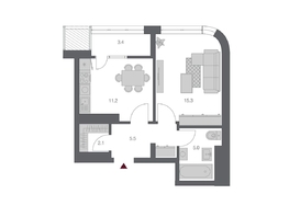 Продается 1-комнатная квартира ЖК Беринг, дом 3, 42.56 м², 8150000 рублей