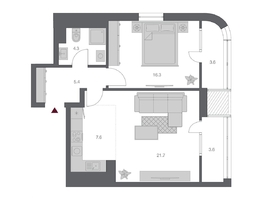 Продается 2-комнатная квартира ЖК Беринг, дом 3, 62.44 м², 12100000 рублей