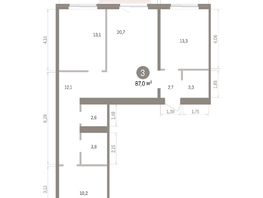 Продается 3-комнатная квартира ЖК Пшеница, дом 5.2, 87.03  м&sup2;, 12540000 рублей