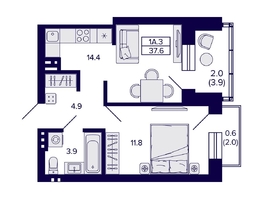Продается 1-комнатная квартира ЖК Сподвижники, 37.6  м², 6200000 рублей