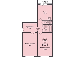 Продается 2-комнатная квартира ЖК АТОМ, 67.4 м², 6800000 рублей