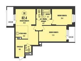 Продается 3-комнатная квартира ЖК Династия, дом 905, 82.4 м², 8900000 рублей