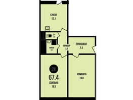 Продается 2-комнатная квартира ЖК Династия, дом 909, 67.4 м², 7300000 рублей
