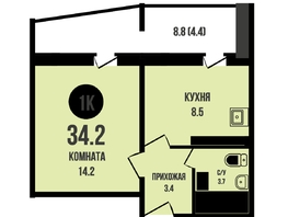 Продается 1-комнатная квартира ЖК Династия, дом 909, 34.2 м², 4600000 рублей