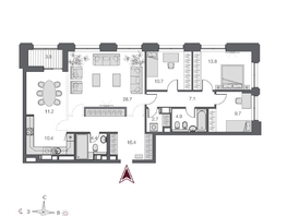 Продается 4-комнатная квартира ЖК Дом Нобель, 121.9  м², 27900000 рублей