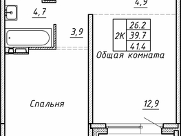 Продается 2-комнатная квартира ЖК Гренландия, Лес дом №5, 41.4  м², 7450000 рублей