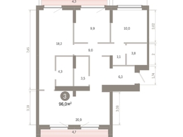Продается 3-комнатная квартира ЖК Лебедевский квартал, дом 1, 96  м², 16180000 рублей