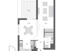 Продается 1-комнатная квартира ЖК Дом Нобель, 46.4  м², 12200000 рублей