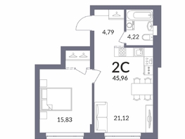 Продается 2-комнатная квартира ЖК Горская Лагуна, корпус 2, 45.7  м&sup2;, 10436820 рублей