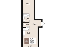 Продается 2-комнатная квартира ЖК Роза ветров, 48.99  м², 6458841 рублей