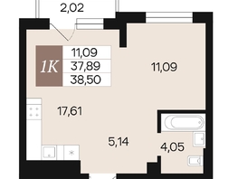 Продается 1-комнатная квартира ЖК Роза ветров, 38.5  м², 5194805 рублей
