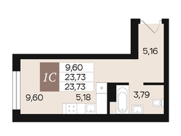 Продается 1-комнатная квартира ЖК Роза ветров, 23.73  м², 4204006 рублей