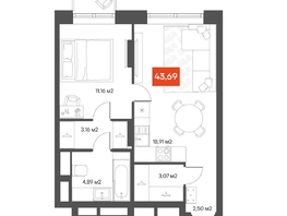 Продается 1-комнатная квартира  Квартал ЩА, 44.49  м², 8590000 рублей