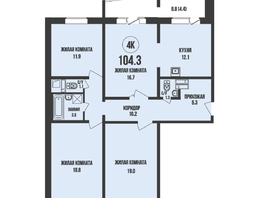 Продается 4-комнатная квартира ЖК Династия, дом 905, 104.3  м&sup2;, 10700000 рублей