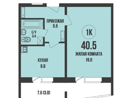 Продается 1-комнатная квартира ЖК Династия, дом 905, 40.5  м&sup2;, 5160000 рублей