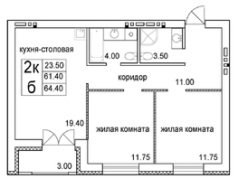 Продается 2-комнатная квартира ЖК Promenade (Променад), дом 3, 64.4  м², 8400000 рублей
