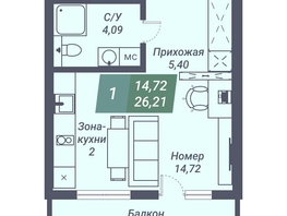 Продается Студия АК Voroshilov (Ворошилов), 26.21  м², 4691590 рублей