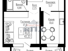 Продается 1-комнатная квартира ЖК Два поэта, 43.33  м&sup2;, 4550000 рублей