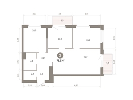 Продается 3-комнатная квартира ЖК Город на озере, 78.5  м&sup2;, 15810000 рублей