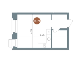Продается Студия ЖК 19/56 Кварталы Телецентра, сек 2, 26.7  м&sup2;, 5290000 рублей