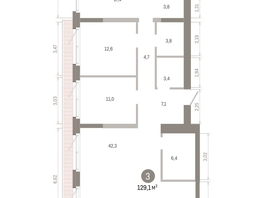 Продается 3-комнатная квартира ЖК Город на озере, 134.52  м&sup2;, 23930000 рублей