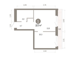 Продается 1-комнатная квартира ЖК Город на озере, 37.71  м&sup2;, 9180000 рублей