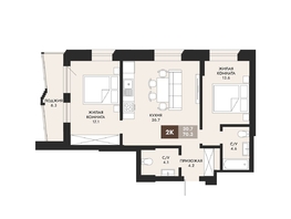 Продается 2-комнатная квартира ЖК Паскаль, секция 1, 70.3  м&sup2;, 13216400 рублей