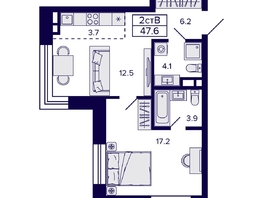 Продается 2-комнатная квартира ЖК Citatum (Цитатум), 47.6  м&sup2;, 8800000 рублей