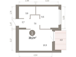Продается 1-комнатная квартира ЖК Пшеница, 6.1, 39.24  м&sup2;, 6420000 рублей