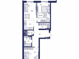Продается 3-комнатная квартира ЖК Горизонт, дом 2, 67.1  м&sup2;, 8700000 рублей