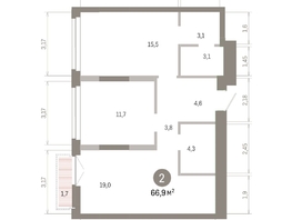 Продается 2-комнатная квартира ЖК Европейский берег, дом 45, 66.87  м&sup2;, 11780000 рублей