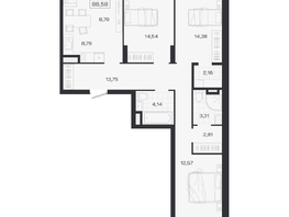 Продается 4-комнатная квартира ЖК Ясный берег, дом 19, бс 2-5, 89.1  м&sup2;, 12325000 рублей