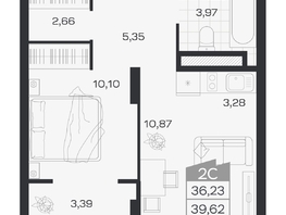 Продается 2-комнатная квартира ЖК Ясный берег, дом 19, бс 2-5, 39.62  м&sup2;, 8264000 рублей