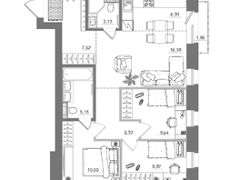 Продается 3-комнатная квартира ЖК Спектр, дом 10, 74.49  м&sup2;, 12490000 рублей