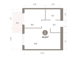 Продается 1-комнатная квартира ЖК Пшеница, дом 5.2, 44.36  м&sup2;, 6130000 рублей