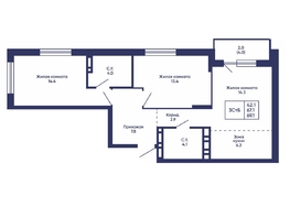 Продается 3-комнатная квартира ЖК Сподвижники, дом 3, 69.1  м&sup2;, 8250000 рублей