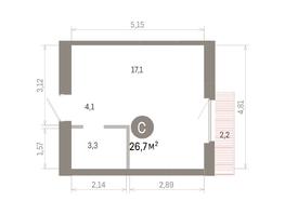 Продается Студия ЖК Пшеница, 6.1, 26.7  м&sup2;, 4870000 рублей