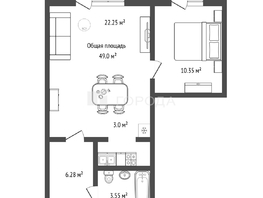 Продается 1-комнатная квартира Виктора Шевелева ул, 49  м&sup2;, 3800000 рублей