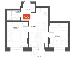 Продается 2-комнатная квартира  Квартал ЩА, 47.7  м&sup2;, 10290000 рублей