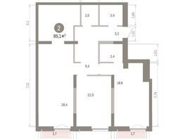 Продается 2-комнатная квартира ЖК Европейский берег, дом 45, 95.11  м&sup2;, 15070000 рублей