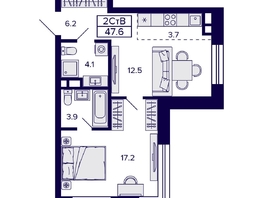 Продается 2-комнатная квартира ЖК Citatum (Цитатум), 47.6  м&sup2;, 8050000 рублей