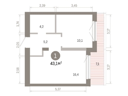 Продается 1-комнатная квартира ЖК Европейский берег, дом 46, 43.1  м&sup2;, 9250000 рублей