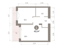 Продается 1-комнатная квартира ЖК Европейский берег, дом 46, 43.11  м&sup2;, 9250000 рублей