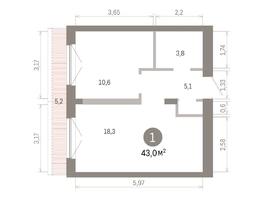 Продается 1-комнатная квартира ЖК Европейский берег, дом 46, 43.02  м&sup2;, 9140000 рублей