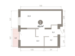 Продается 1-комнатная квартира ЖК Европейский берег, дом 46, 48.43  м&sup2;, 9320000 рублей