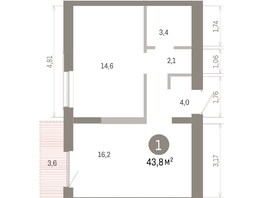Продается 1-комнатная квартира ЖК Европейский берег, дом 46, 43.83  м&sup2;, 8690000 рублей