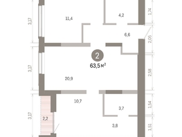 Продается 2-комнатная квартира ЖК Европейский берег, дом 46, 63.47  м&sup2;, 9960000 рублей