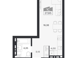 Продается Студия ЖК Ясный берег, дом 33, 27.85  м&sup2;, 5764000 рублей