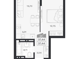 Продается 2-комнатная квартира ЖК Ясный берег, дом 33, 37.44  м&sup2;, 7118000 рублей